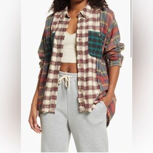 BDG Plaid Flannel Shirt with Mixed Patterns
